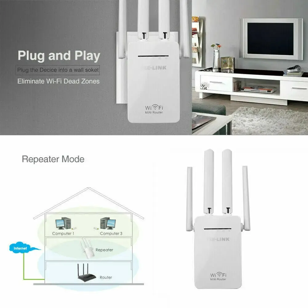 1200Mbps WiFi Range Extender Repeater Wireless Amplifier Router Signal