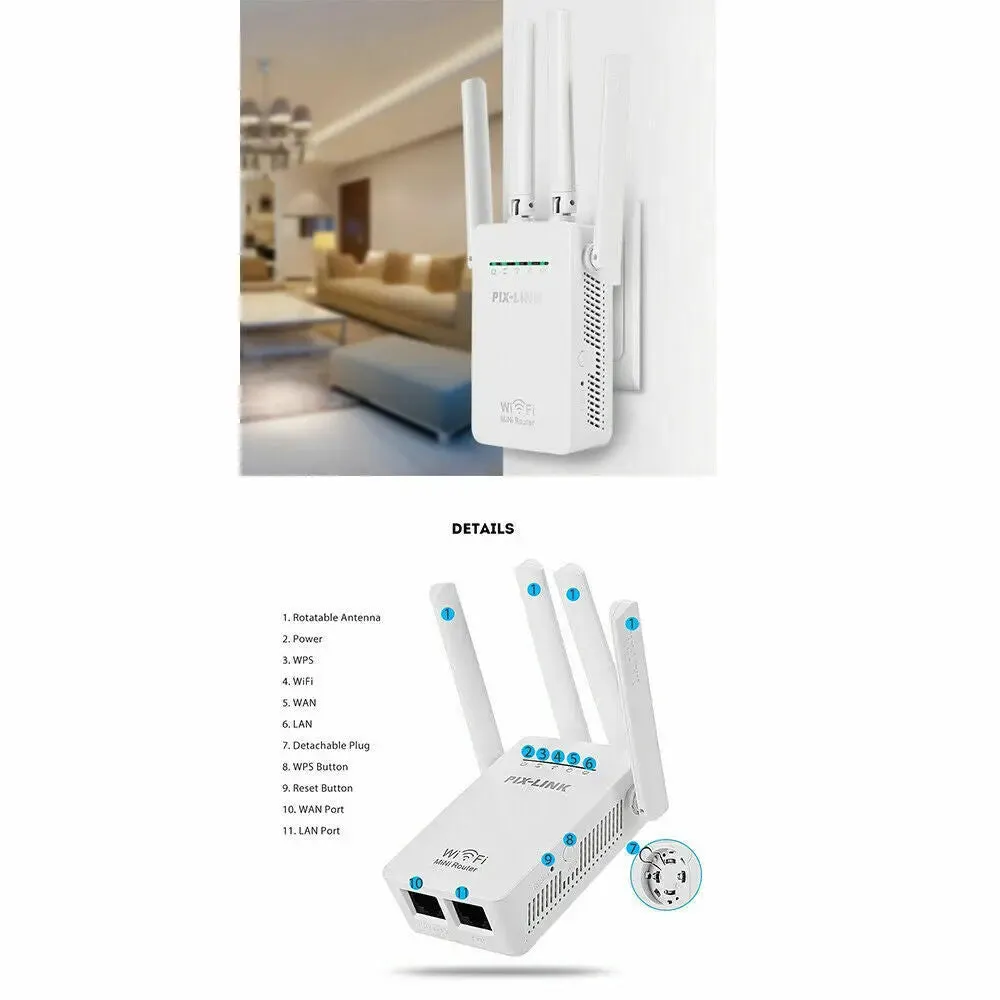 1200Mbps WiFi Range Extender Repeater Wireless Amplifier Router Signal