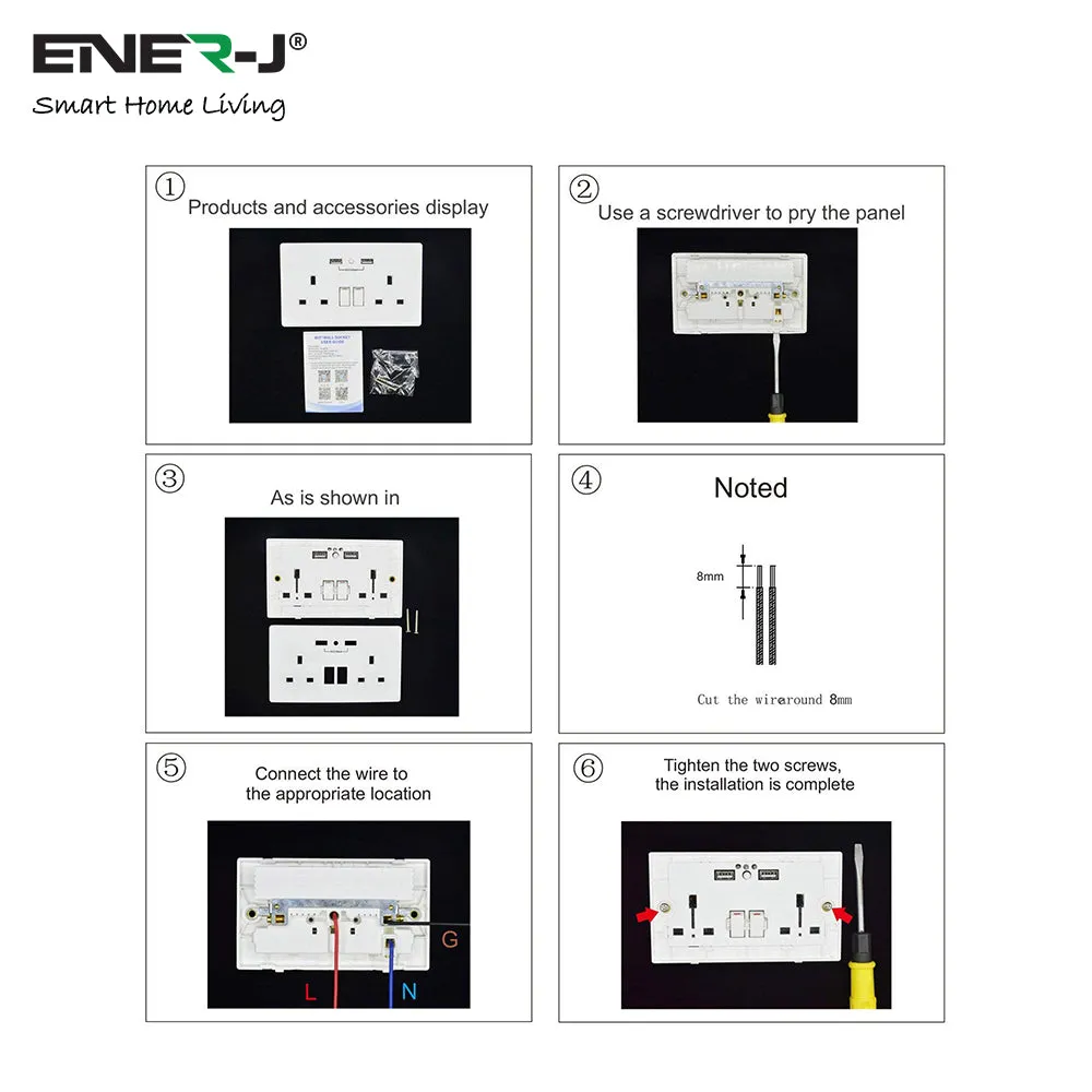 13A Smart WIFI Wall Socket with USB Socket Charger App Controlled Smart Switch Outlet Plug Works with Amazon Alexa Echo, Google Assistant