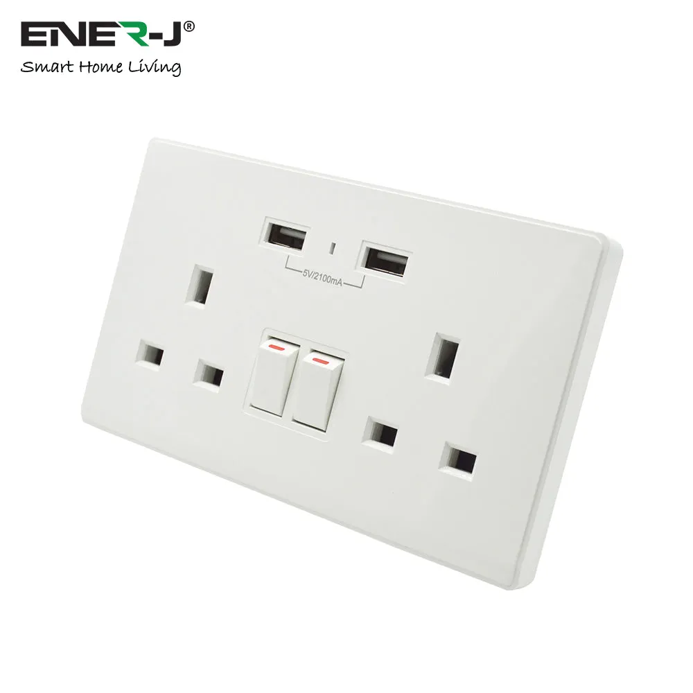 13A Smart WIFI Wall Socket with USB Socket Charger App Controlled Smart Switch Outlet Plug Works with Amazon Alexa Echo, Google Assistant