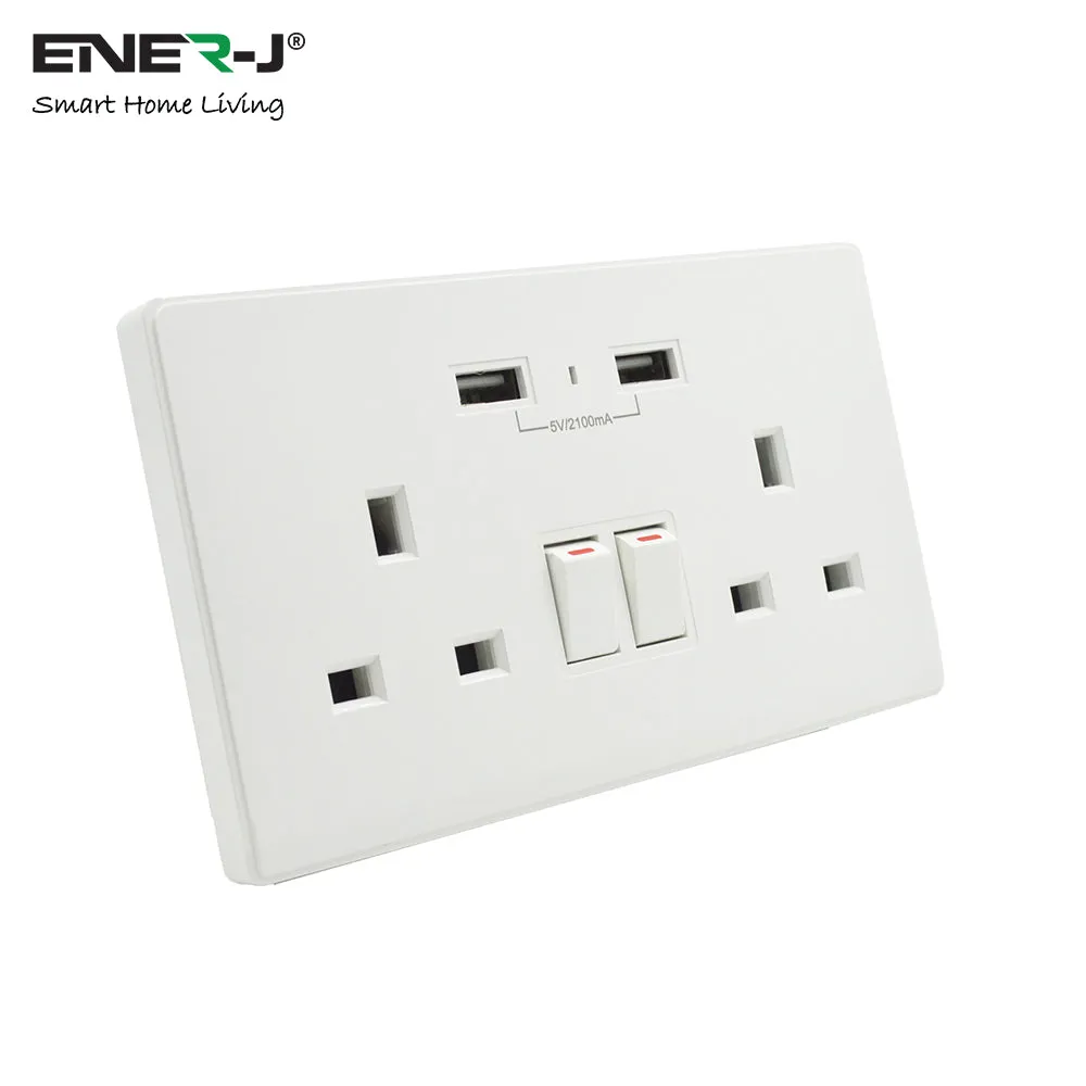 13A Smart WIFI Wall Socket with USB Socket Charger App Controlled Smart Switch Outlet Plug Works with Amazon Alexa Echo, Google Assistant