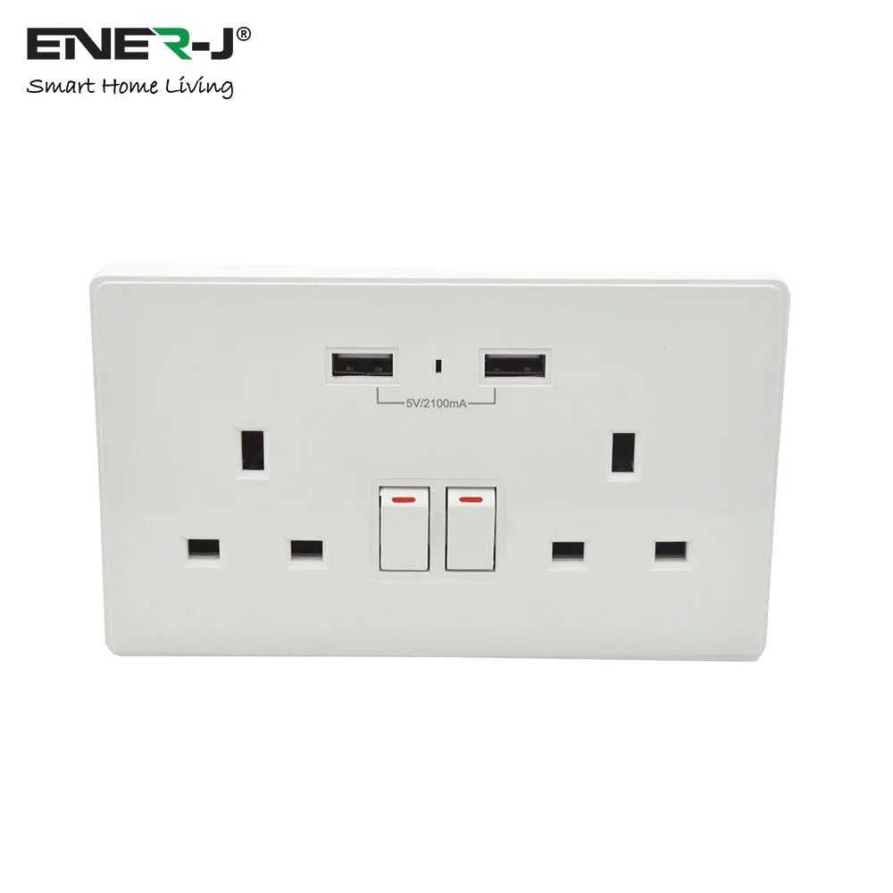 13A Smart WIFI Wall Socket with USB Socket Charger App Controlled Smart Switch Outlet Plug Works with Amazon Alexa Echo, Google Assistant