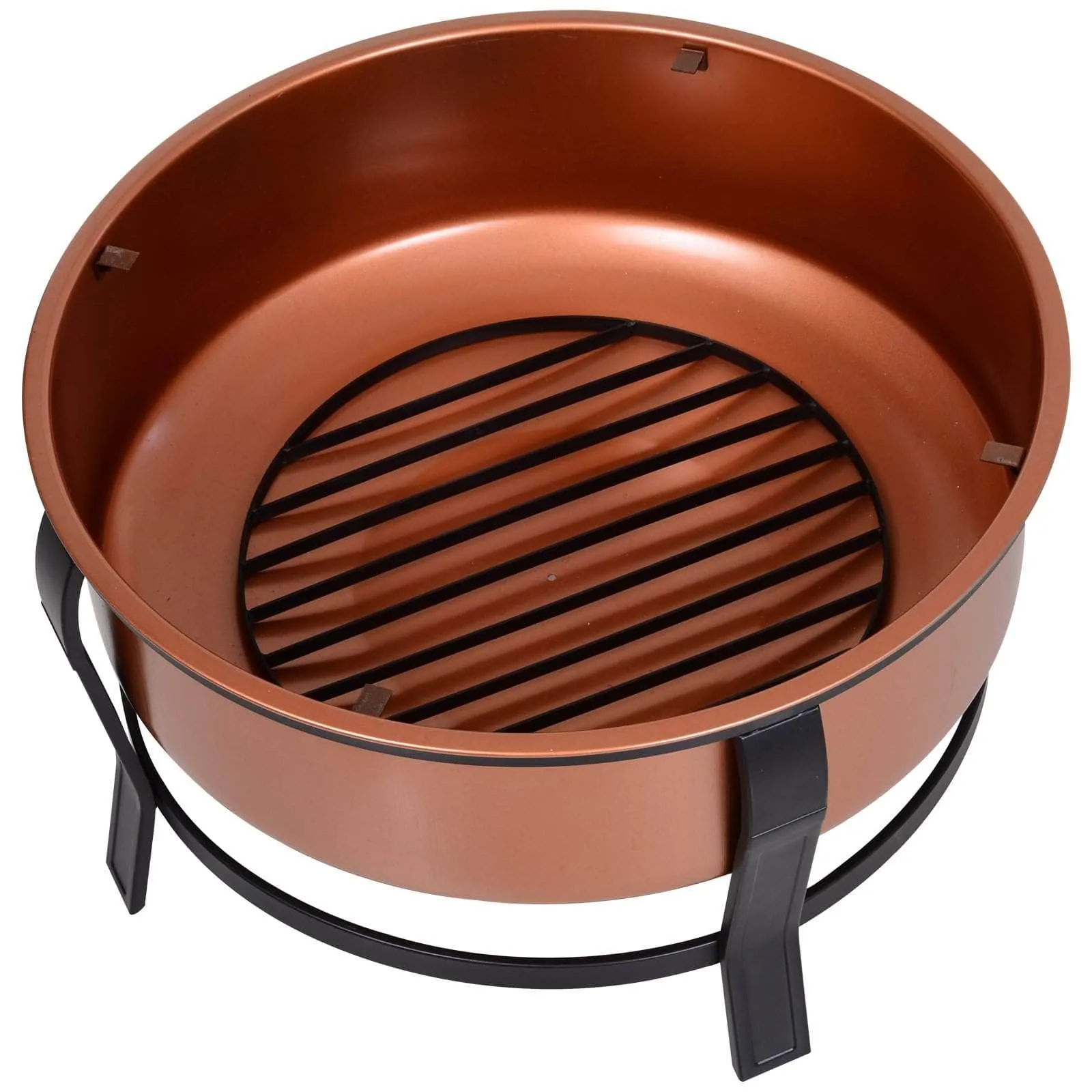 29.75 Inch Portable Wood Burning Round Outdoor Fire Pit Bowl in Copper and Black