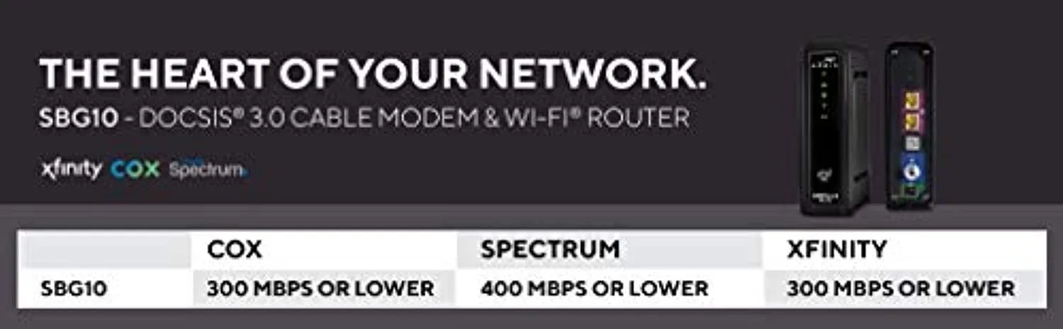 3.0 Cable Modem & AC1600 Dual Band Wi-Fi Router, Approved for Cox, Spectrum, Xfinity