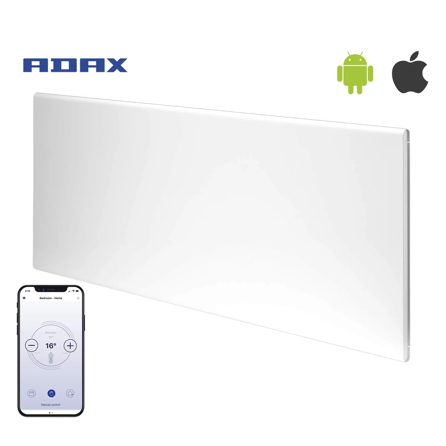 ADAX Neo Smart Wifi Electric Panel Heater/Convector Radiator With Timer. Smartphone Control, Splash Proof, Economic, Modern, Designer, 1400W, White