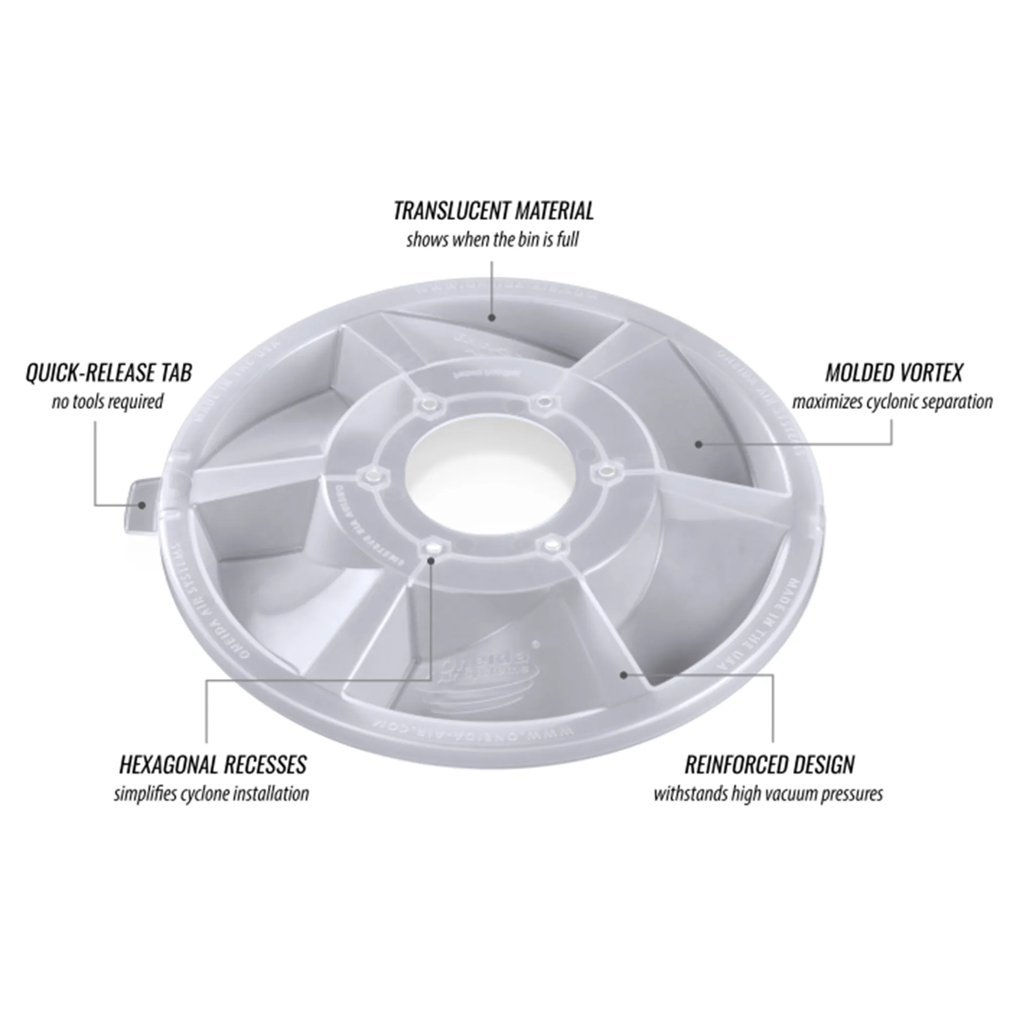 Air Systems Dust Deputy Plus Cyclone Separator for Shop Vacuum, Clear (Open Box)