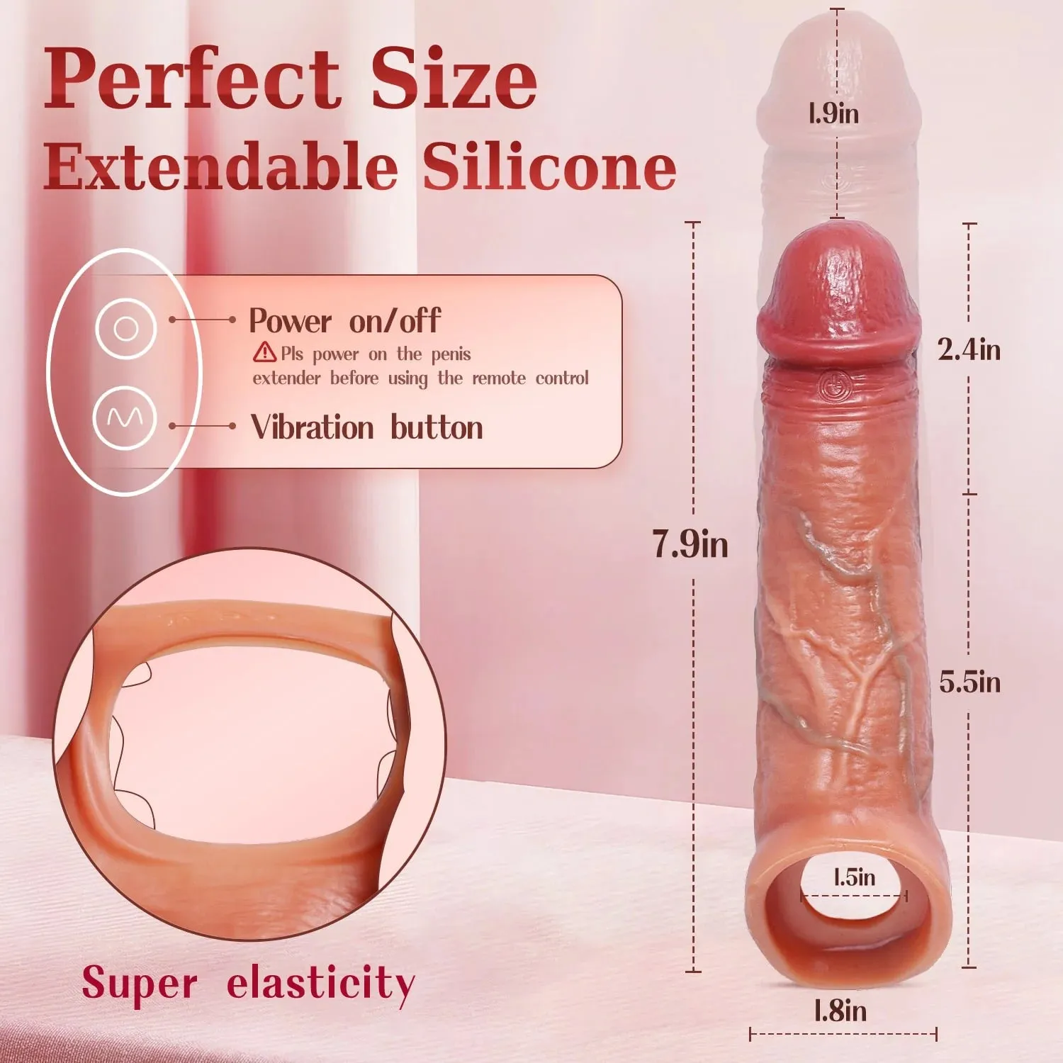 App Control 4 in 1 Male Sex Toys Penis Extender Vibrating Cock Ring