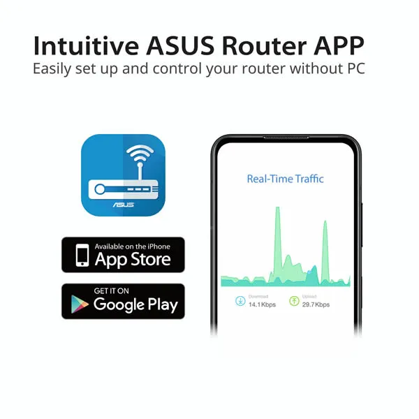 ASUS RT-AX57 AX3000 WiFi 6 Dual-Band AiMesh Gigabit Wireless Router