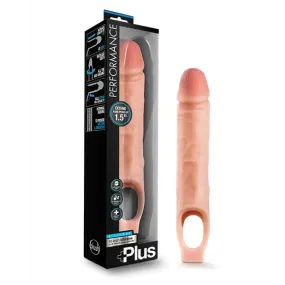 Enhanced Silicone Cock Sheath Extender with 11.5-inch Performance Plus for Increased Pleasure - Beige