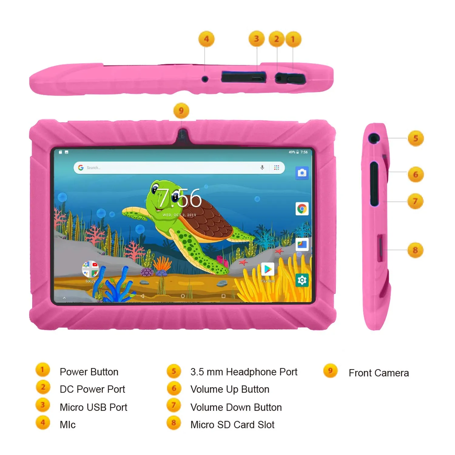 Contixo V8-2 Edition Android 16GB Kids Tablet Parental Control 20 Learning Education Tablet for Kids 7", Pink