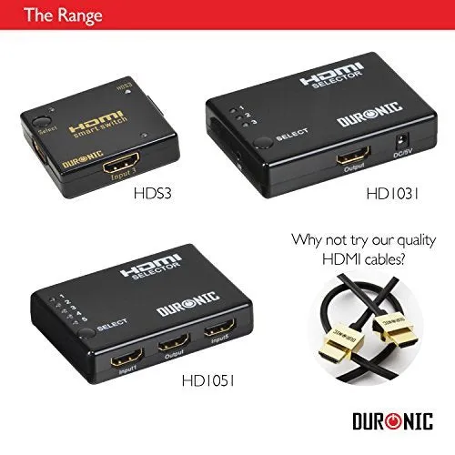 Duronic HDMI Switch Box [ HRS1051 ] 5 Port HDMI Auto Switcher, PLUS Remote, 5x1 Hub - 5 Way Input/1 Way Output), 1080p High Definition, Sky  HD, Virgin, PS3, PS4, Xbox, Freeview, DVD & BluRay