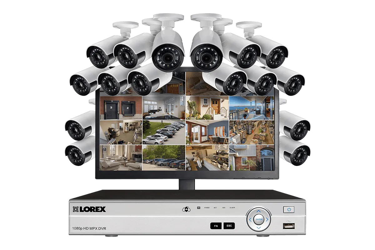 HD 1080p Surveillance Camera System with Free 24"" LED Monitor and 16 Ultra-Wide 160