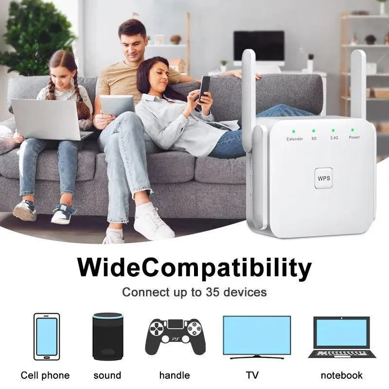 High-Speed Dual-Band WiFi Repeater Booster for Home Network Signal Enhancement