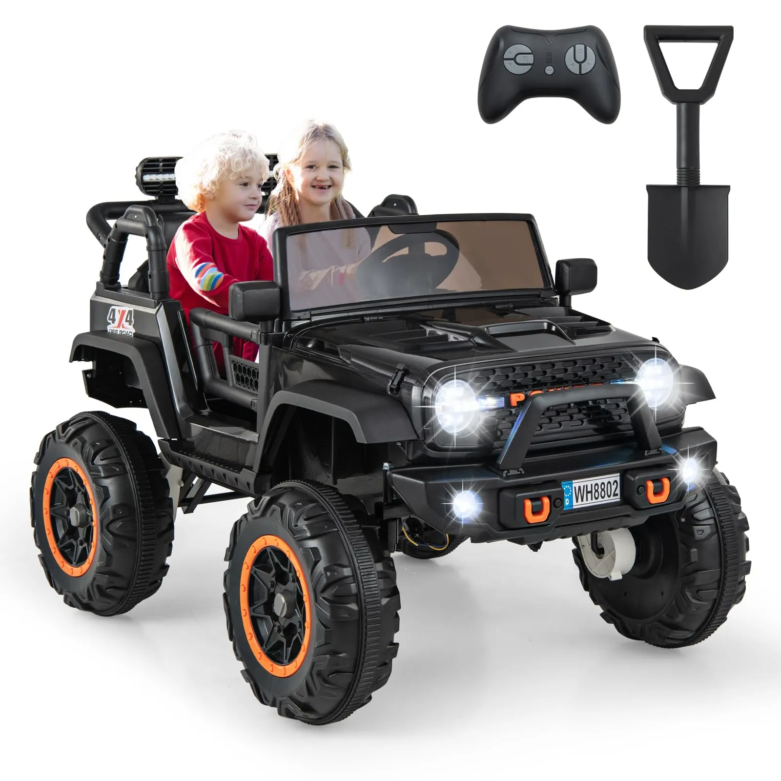 INFANS 24V Ride on Car, 2 Seater Kids' Electric Vehicle Jeep with Remote Control, LED Light, Music, 2WD/4WD Switchable