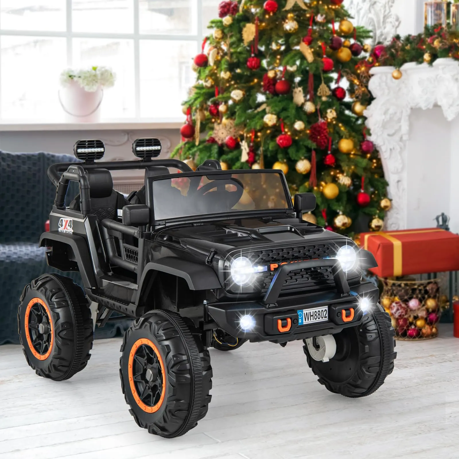 INFANS 24V Ride on Car, 2 Seater Kids' Electric Vehicle Jeep with Remote Control, LED Light, Music, 2WD/4WD Switchable