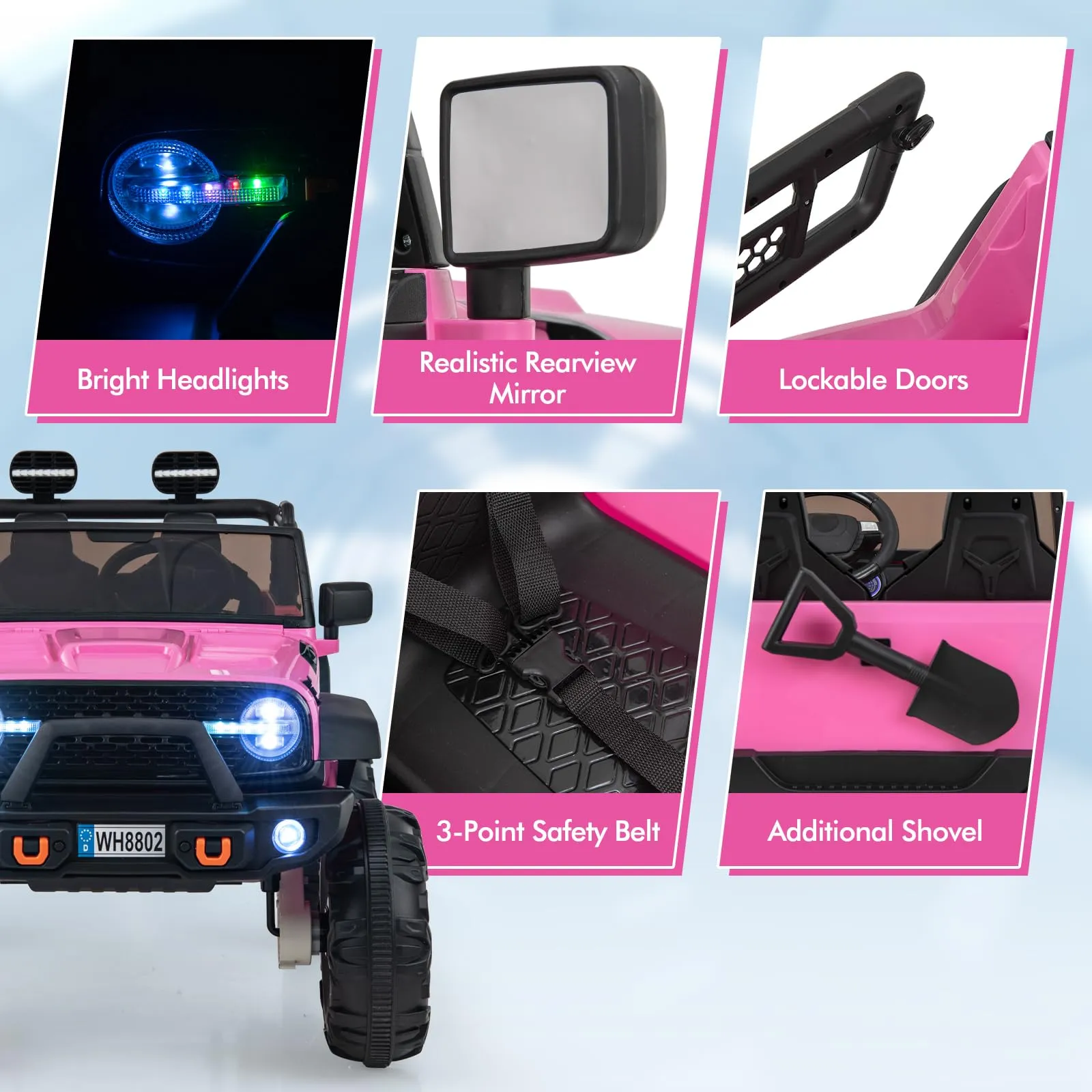 INFANS 24V Ride on Car, 2 Seater Kids' Electric Vehicle Jeep with Remote Control, LED Light, Music, 2WD/4WD Switchable