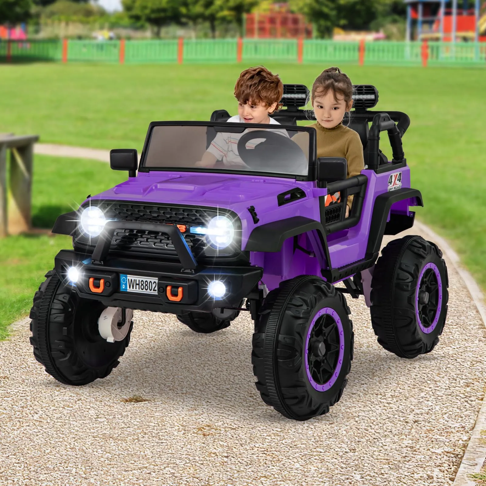 INFANS 24V Ride on Car, 2 Seater Kids' Electric Vehicle Jeep with Remote Control, LED Light, Music, 2WD/4WD Switchable