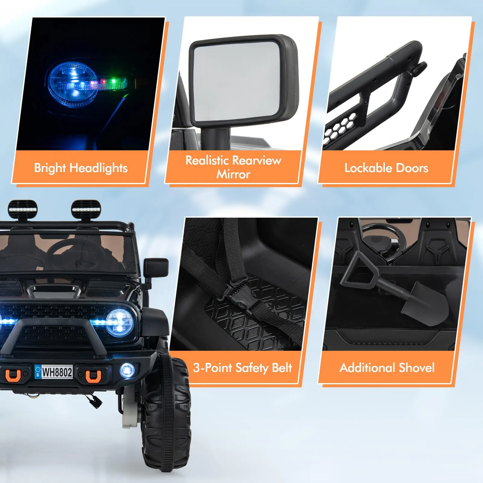 INFANS 24V Ride on Car, 2 Seater Kids' Electric Vehicle Jeep with Remote Control, LED Light, Music, 2WD/4WD Switchable