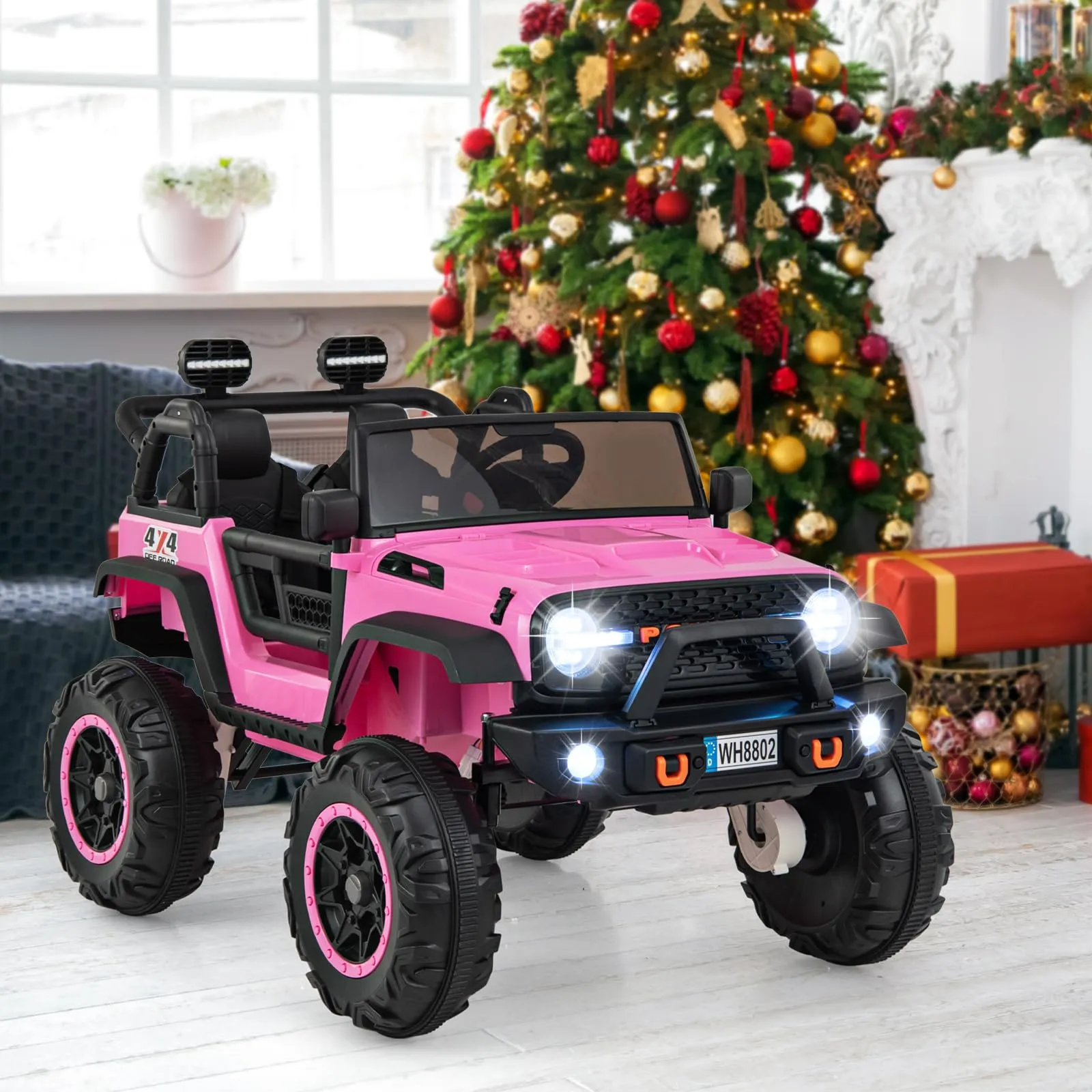 INFANS 24V Ride on Car, 2 Seater Kids' Electric Vehicle Jeep with Remote Control, LED Light, Music, 2WD/4WD Switchable