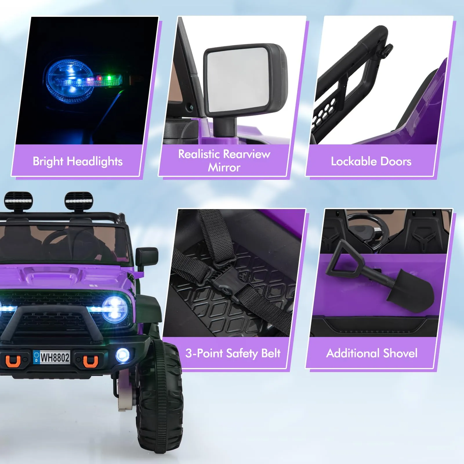 INFANS 24V Ride on Car, 2 Seater Kids' Electric Vehicle Jeep with Remote Control, LED Light, Music, 2WD/4WD Switchable