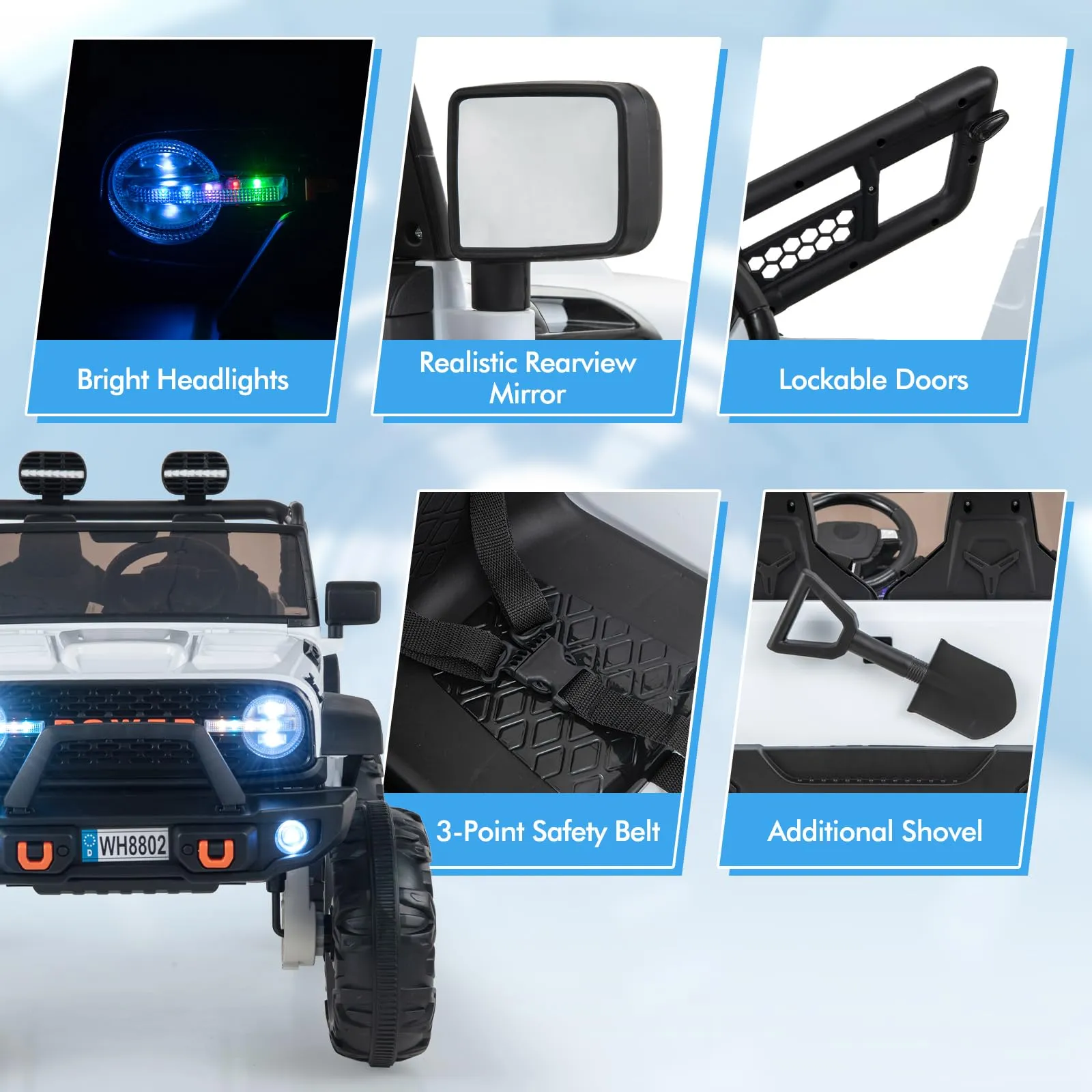 INFANS 24V Ride on Car, 2 Seater Kids' Electric Vehicle Jeep with Remote Control, LED Light, Music, 2WD/4WD Switchable