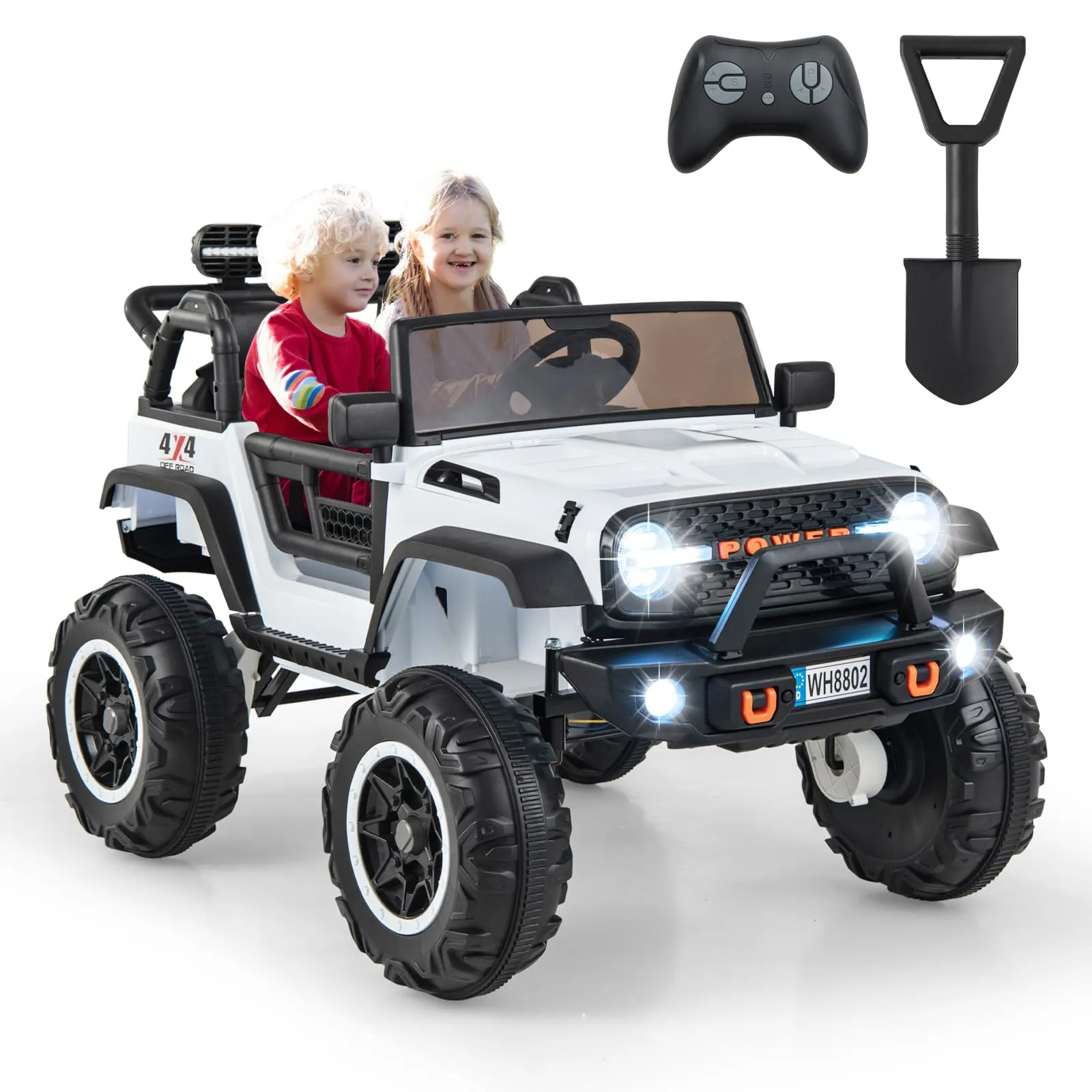 INFANS 24V Ride on Car, 2 Seater Kids' Electric Vehicle Jeep with Remote Control, LED Light, Music, 2WD/4WD Switchable