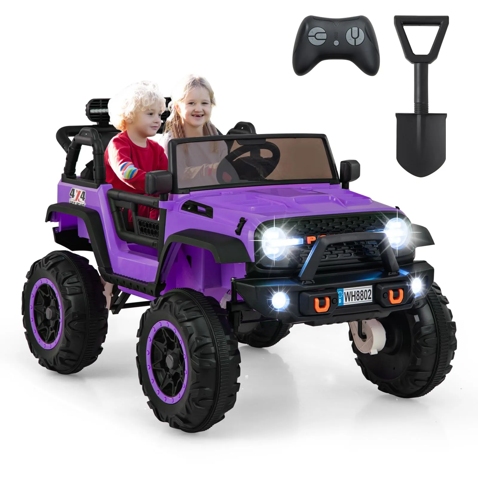 INFANS 24V Ride on Car, 2 Seater Kids' Electric Vehicle Jeep with Remote Control, LED Light, Music, 2WD/4WD Switchable