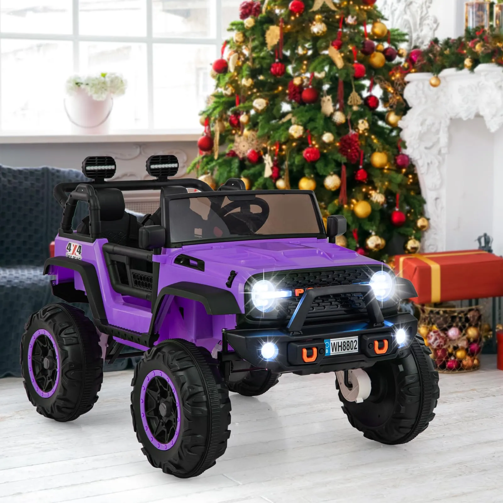 INFANS 24V Ride on Car, 2 Seater Kids' Electric Vehicle Jeep with Remote Control, LED Light, Music, 2WD/4WD Switchable