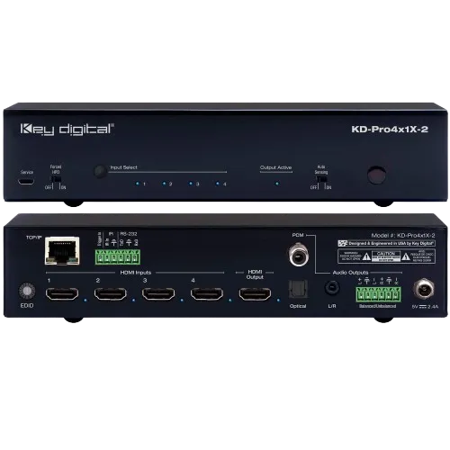 Key Digital KD-Pro4x1X-2 HDMI Switcher With De-Embedded Audio Output