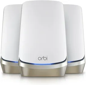 Netgear RBKE963 Orbi 960 Series AXE11000 Quad-Band Mesh Wi-Fi 6E System 3-pack White - Certified Refurbished