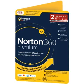 Norton 360 Premium (2-Device, 24-Month) [Digital Download - Attach version only*]