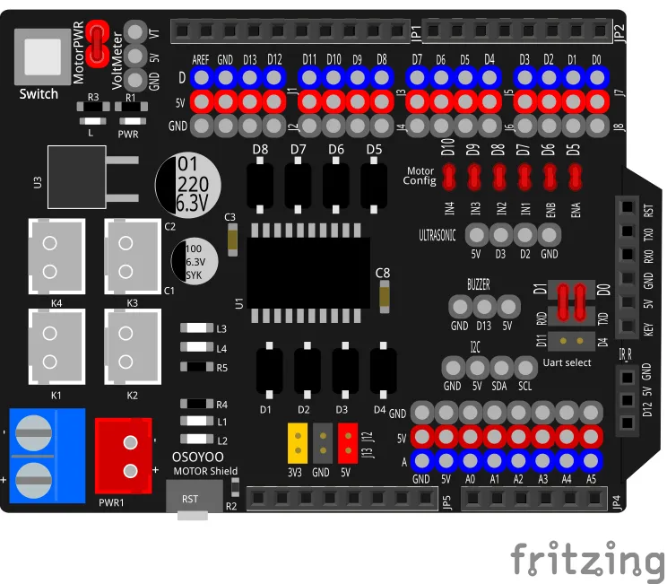 OSOYOO Breakout Board Motor Shield for Arduino Robot Car DIY