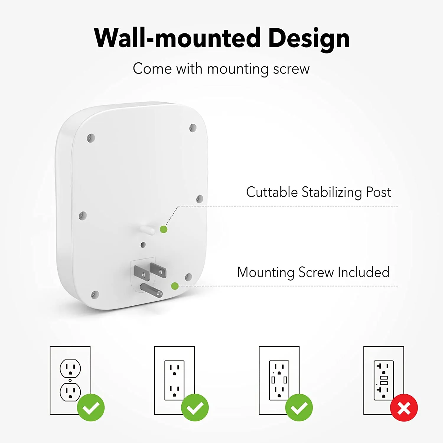 Outlet Extender Multi Plug with 3 USB Wall Charger 6 Outlet  Surge Protector BN-LINK