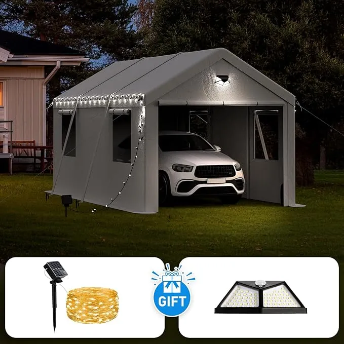 Premium 10x20FT Heavy Duty White Carport Canopy - Portable All-Weather Car Shelter & Garage Tent