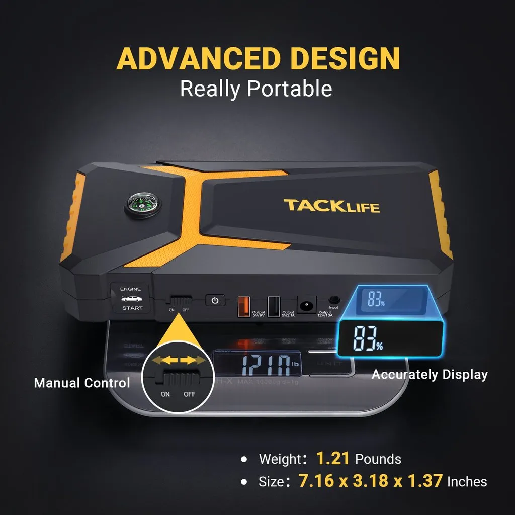 TACKLIFE T8 800A Peak 18000mAh Car Jump Starter