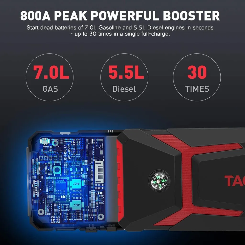 TACKLIFE T8 800A Peak 18000mAh Car Jump Starter