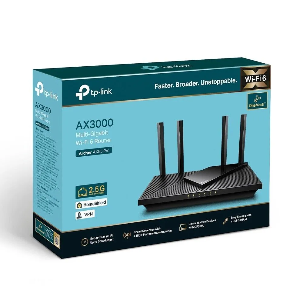 TP-Link Archer AX55 PRO AX3000 Multi-Gigabit Wi-Fi 6 Wireless Router