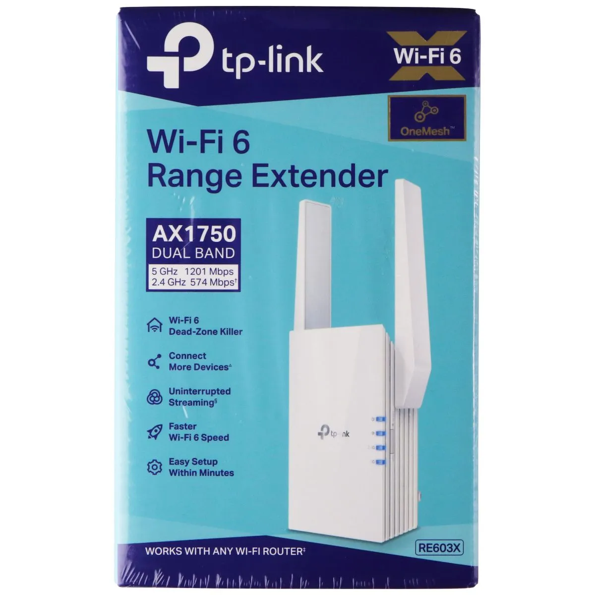 TP-Link AX1750 Dual Band Wi-Fi 6 Range Extender - White (RE603X)