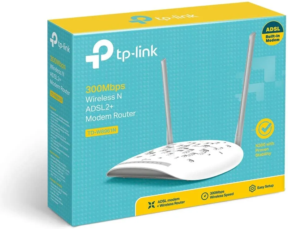 TP-LINK (TD-W8961N) 300Mbps Wireless N ADSL2  Modem Router/NAT Router/Access Point, 4-Port RJ45