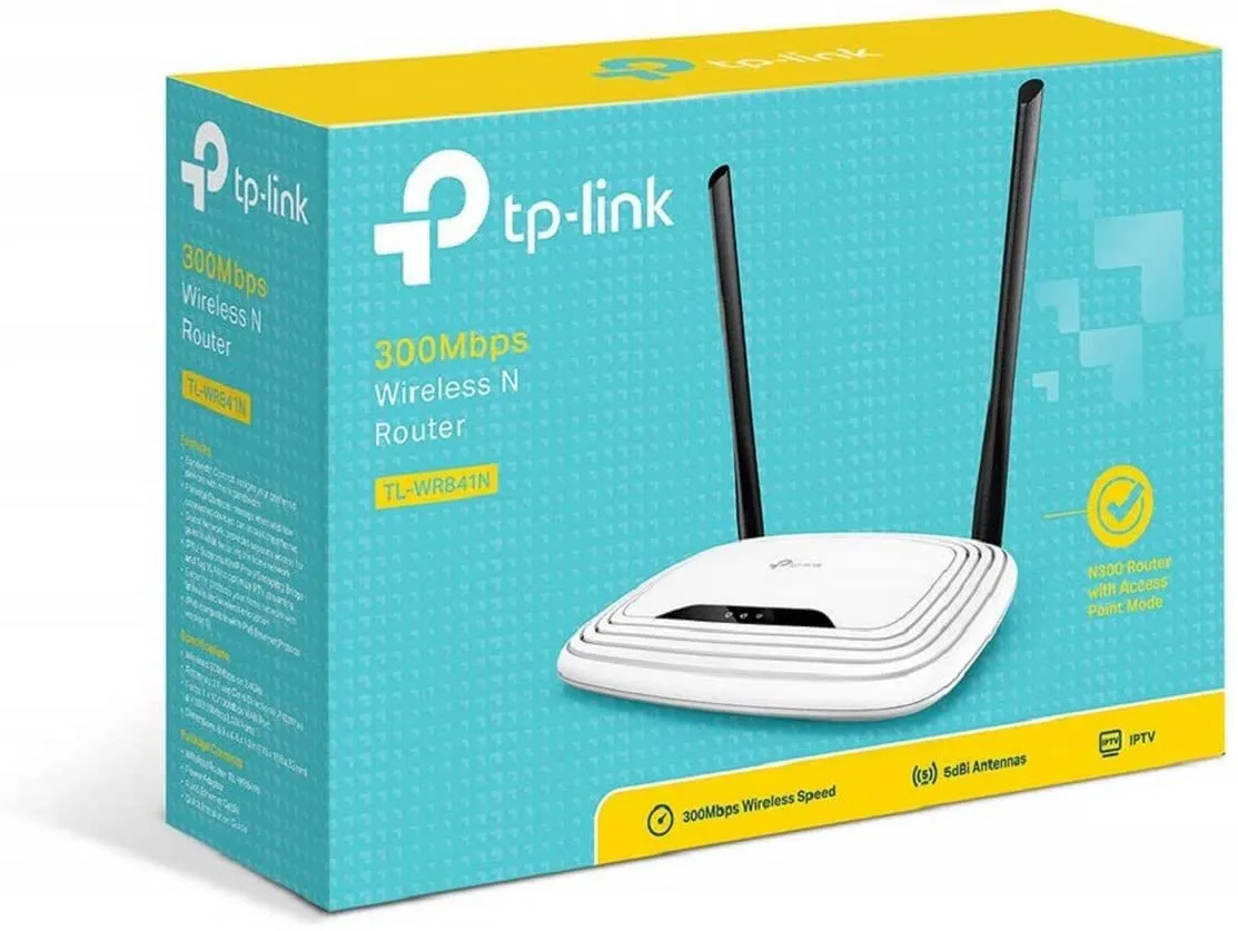 TP-LINK TL-WR841N V14 300Mbps Wireless N Router, 4-Port, WPS Button, Easy Setup, 5dBi Antennas, IPTV