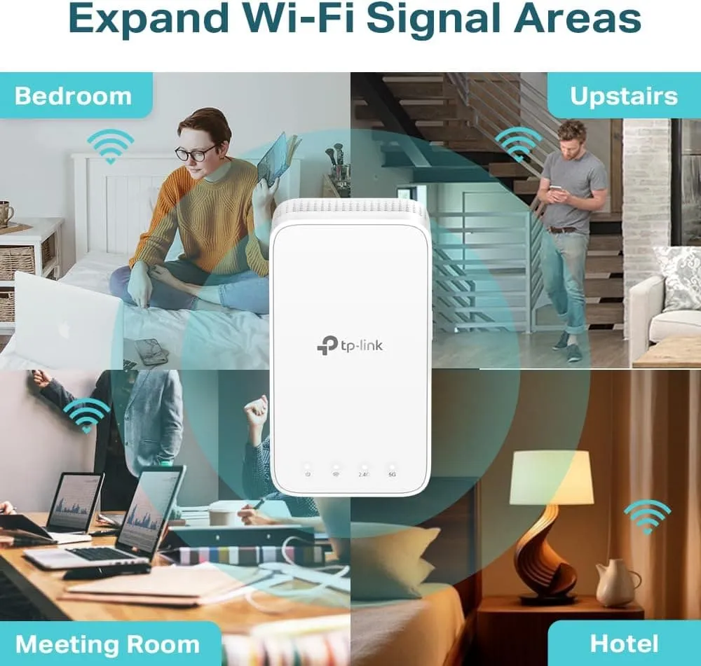 TP-Link WiFi Extender Booster, Dual Band AC1200 Mbps Mesh WiFi Range Extender Booster, 5GHz Internet Booster, Ultraxtend Home WiFi Repeater App Control Easy Setup, UK Plug (RE300)