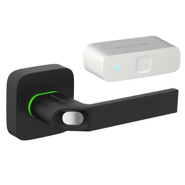 Ultraloq - Electronic Smart Lever Set w/ Wi-Fi Bridge - Finger Print Reader - Bluetooth - Prox Key Fob Access - Black