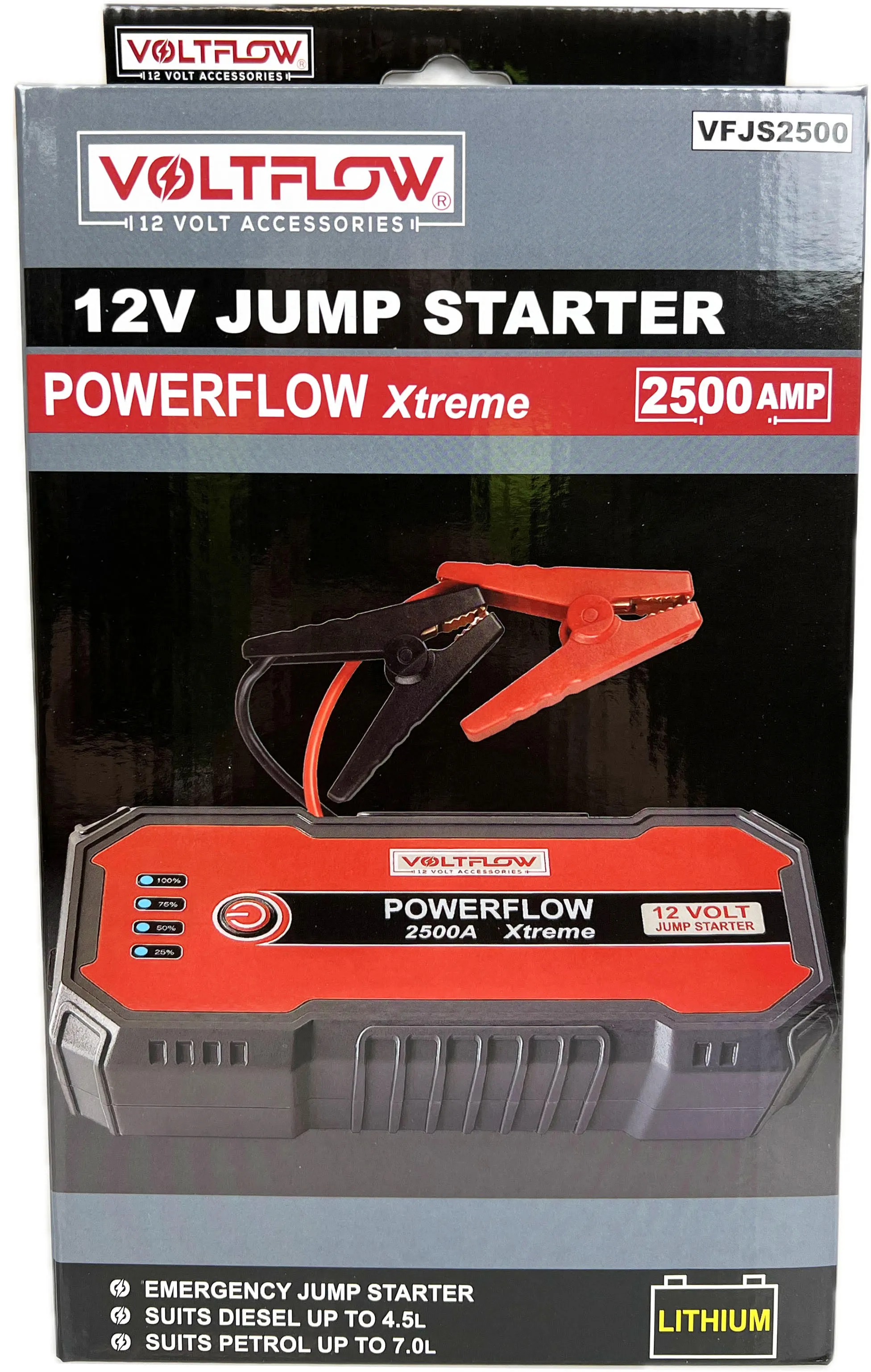 VoltFlow PowerFlow Xtreme Booster 12Volt 2500A Jump Start Battery Power Bank VFJS2500