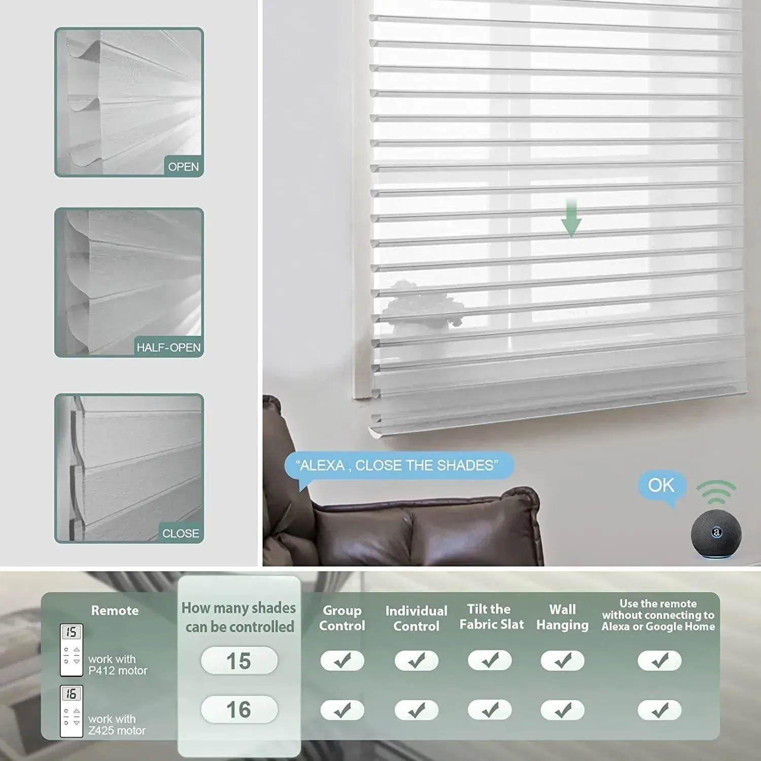 Yoolax Motorized Horizontal Sheer Shades