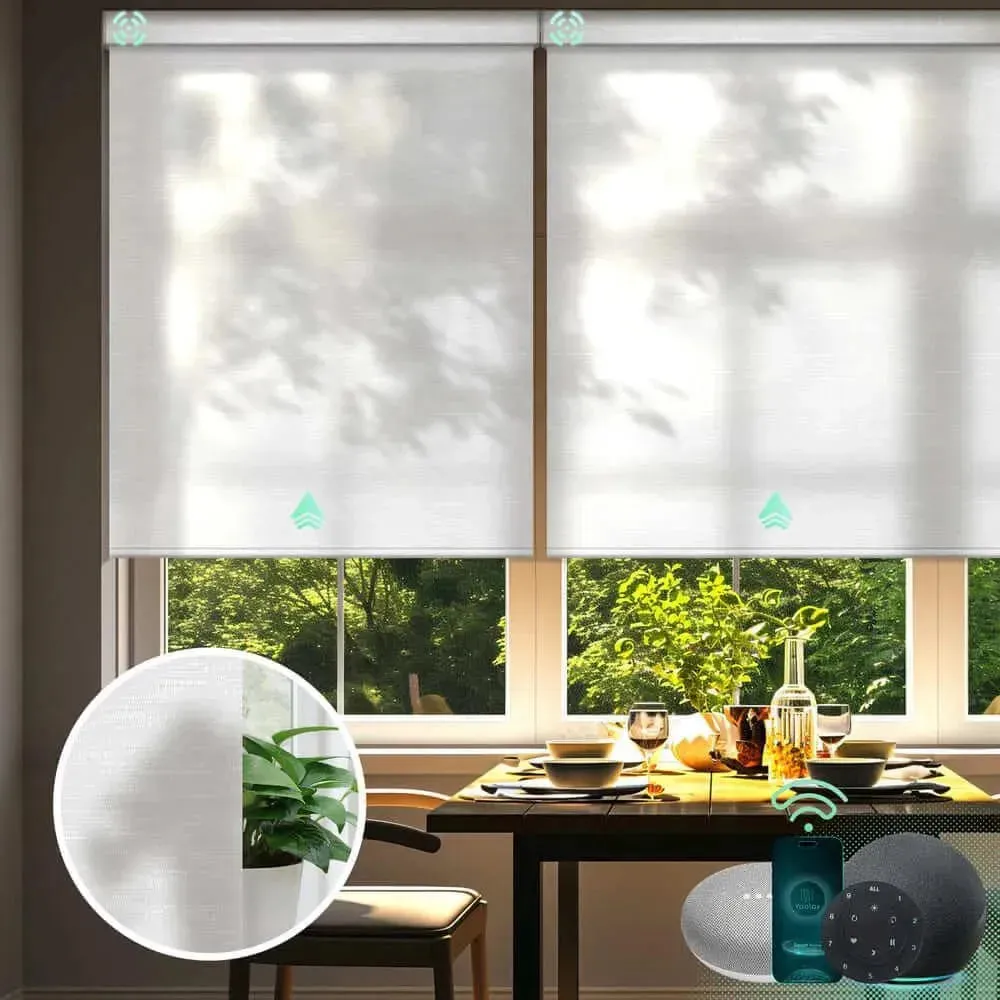 Yoolax Motorized Roller Shades Half Shading Light Filtering