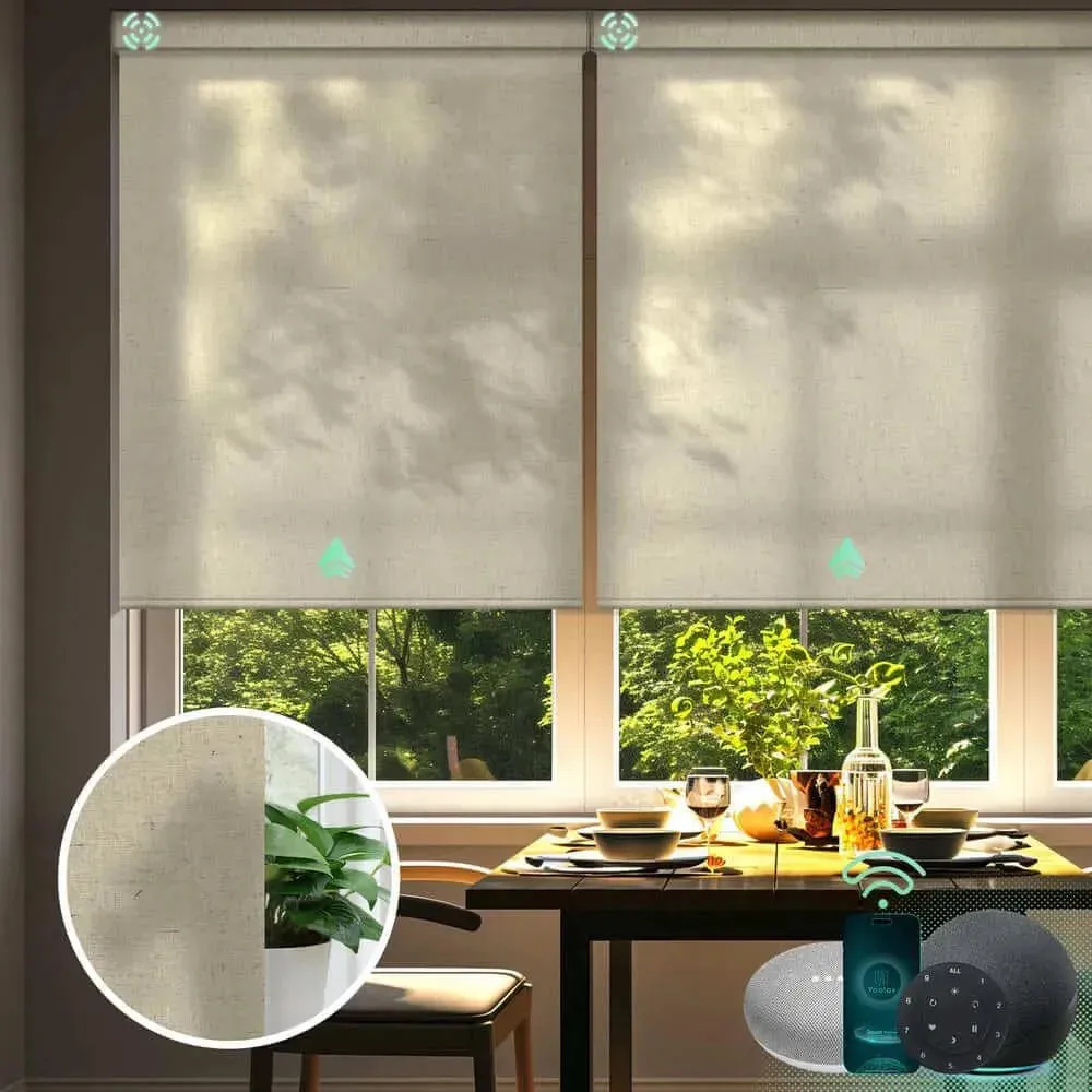 Yoolax Motorized Roller Shades Half Shading Light Filtering