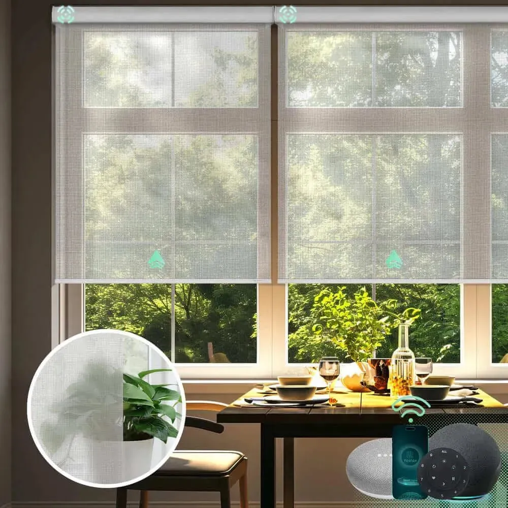 Yoolax Motorized Roller Shades Half Shading Light Filtering