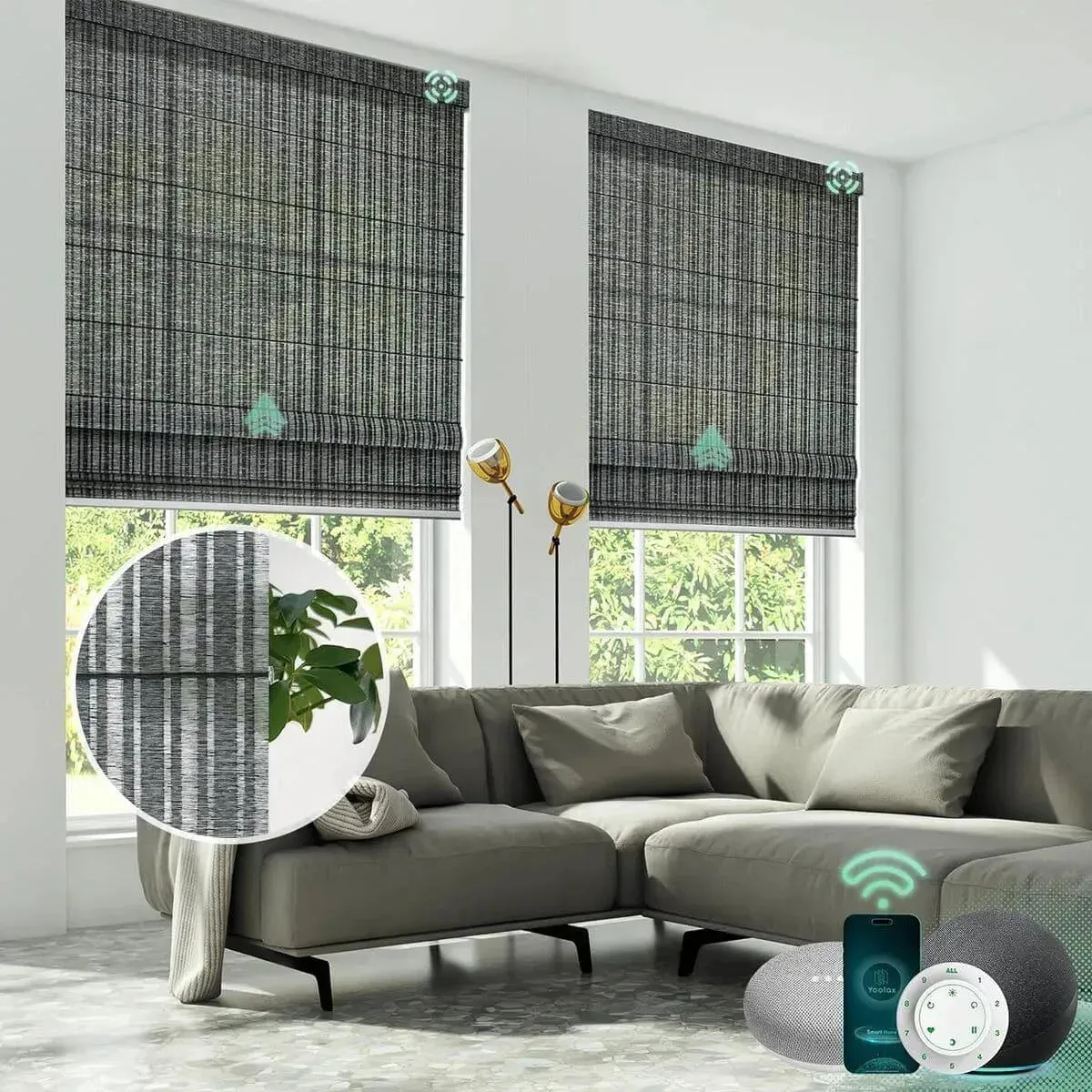 Yoolax Motorized Roman Shades Half-Shading